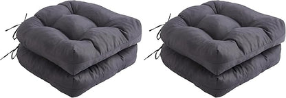 IPYNBAP Outdoor Chair Cushions Set of 2, Patio Chair Cushions with Ties,19x19+5” Tufted Outdoor Seat Cushions, Waterproof Patio Furniture Cushions, Outdoor Dining Chair Pads, Dark Grey (Pack of 2)