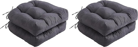IPYNBAP Outdoor Chair Cushions Set of 2, Patio Chair Cushions with Ties,19x19+5” Tufted Outdoor Seat Cushions, Waterproof Patio Furniture Cushions, Outdoor Dining Chair Pads, Dark Grey (Pack of 2)