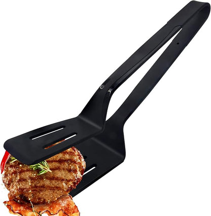 Silicone BBQ Tongs, Stainless Steel Clamp for Grilling & Salad | 11" silicone kitchen tongs, stainless steel BBQ clamp, multipurpose for bread, steak, fish & salad, heat-resistant & non-slip