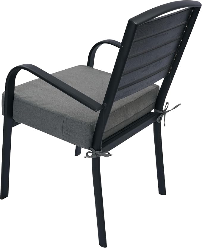 Magpie Fabrics Indoor Outdoor Cushion Cover Replacement 2 Pack, NO Insert! Water Repellent Slipcover with Ties Decor for Patio Garden Chair Sofa Bench Wicker(Dark Grey, 24x24x4 Inch)