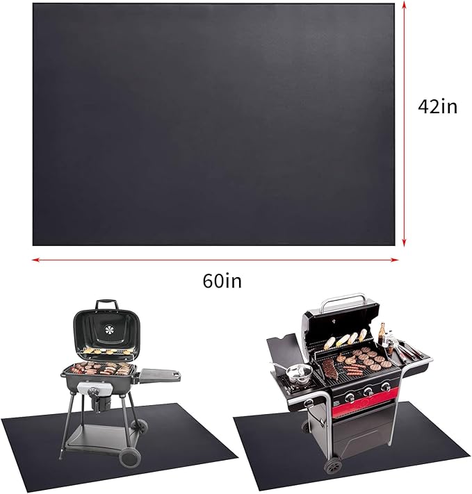 MDEOOSKY Fireproof Grill Mat 60" x 42" – Waterproof BBQ Protector for Deck and Patio, Easy to Clean Fire Pit Mat, Oil-Proof, Foldable Storage Solution