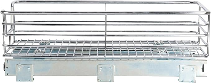 Household Essentials Chrome-Plated Steel Pull-Out Organizer with Artisanal Basket Detailing