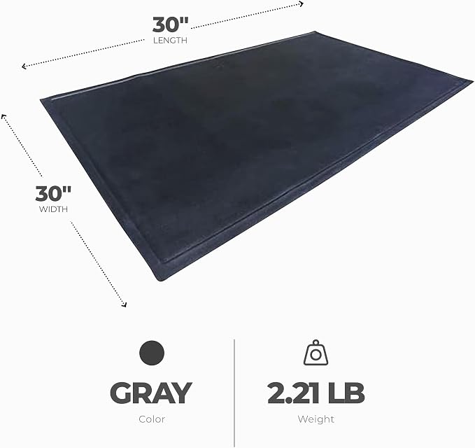 DiversiTech 30 Inch Ultra Grill Mat with Secure Use on Composite Deck Design and Lightweight Construction for Patio, Lawn, and Garden, Gray