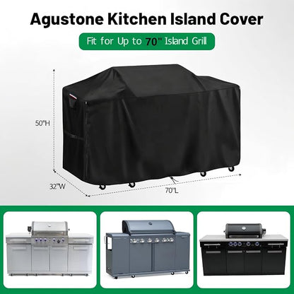 70 Inch Island Grill Cover, Outdoor Kitchen BBQ Waterproof Cover | Heavy Duty Outdoor Large Island Covers for Patio BBQ, 70"L x 32"W x 50"H