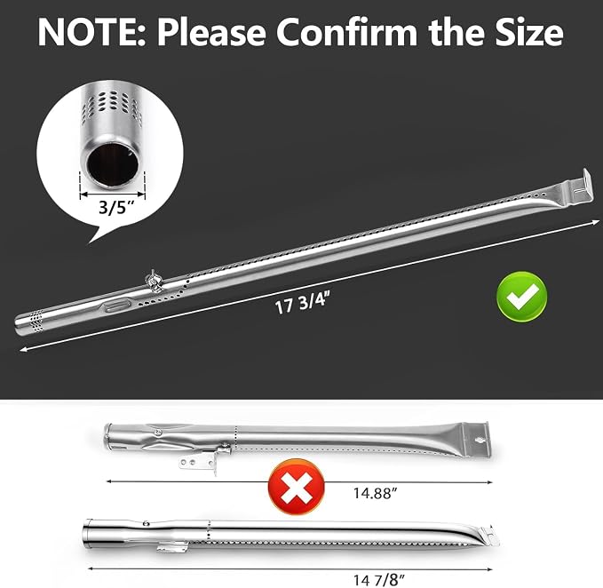 Grill Replacement Parts for Charbroil Performance 2 Burner Grill 463673519 463625217 463625219 463673517 463673017 463673617 463673019, 17.75" Burner Replacement Parts for Char-Broil Grill