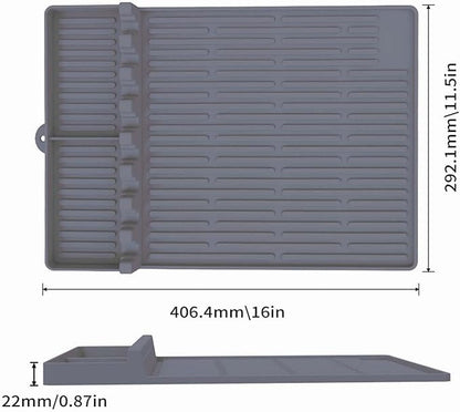 3 in 1 Grill Side Shelf Mat,Silicone Large Non-slip Grill Tool Mat for Blackstone,Utensil Rest with Drip Pad for Flat Top Grill Accessories, Outdoor Grill Utensils Holder for BBQ,Gray