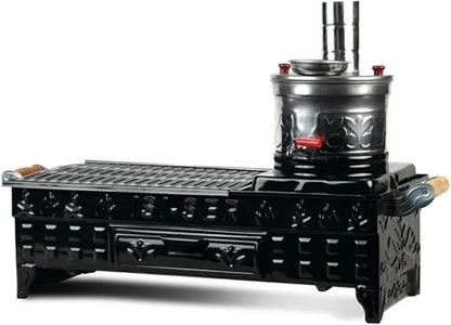 Durable Charcoal Barbecue Grill with Samovar