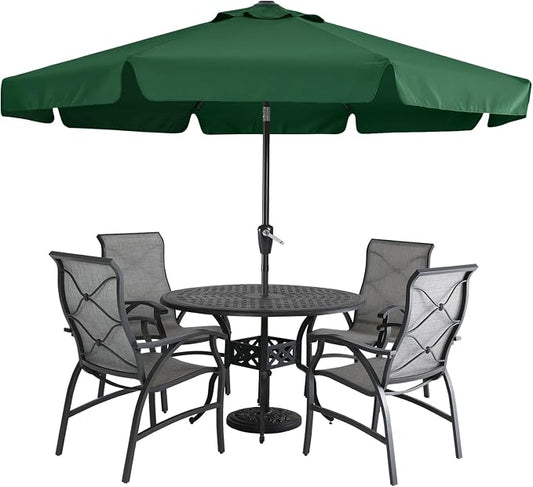 MASTERCANOPY 9ft Patio Umbrella with Valance, Crank & Tilt, Forest Green | 8 ribs, UV/fade-resist, waterproof, vent, for garden/deck/yard/pool