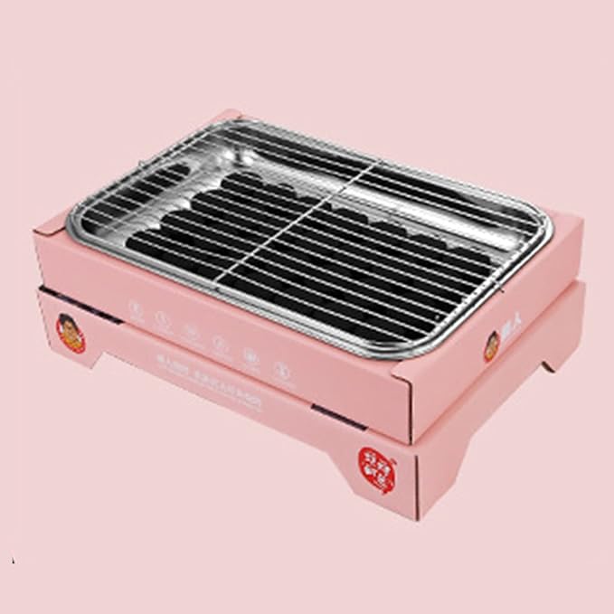 Portable and Compact Disposable Charcoal Grill - Detachable Stainless Steel BBQ Smoker Grill for Outdoor Camping(Pink)