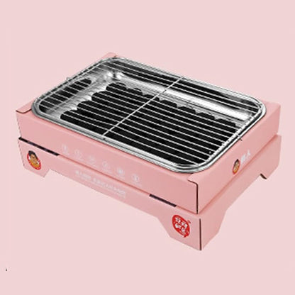 Portable and Compact Disposable Charcoal Grill - Detachable Stainless Steel BBQ Smoker Grill for Outdoor Camping(Pink)