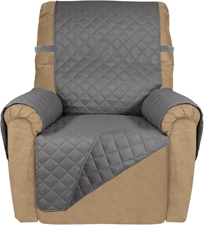 PureFit Reversible Recliner Chair Covers Couch Covers for Dogs, 19 in | Gray/Gray, Water Resistant Couch Protector, Washable Pet Couch Cover with Non Slip and Elastic Straps For Kids