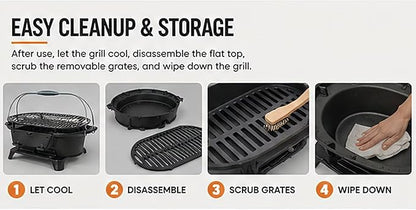 Charcoal Grill Portables - Cast iron Mini 164 Square Inch Portable Camping Grill,Portable grills Suitable for Patios/Terraces/Picnics