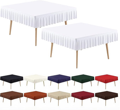 PARTISKY White Spandex Square Tablecloths 48x48 Inch, 2 Pack Wrinkle Free Fitted Card Table Cloth Stretch Square Table Cover for Kitchen Dinner, Holiday Party, Wedding Banquet, Display Trade Show