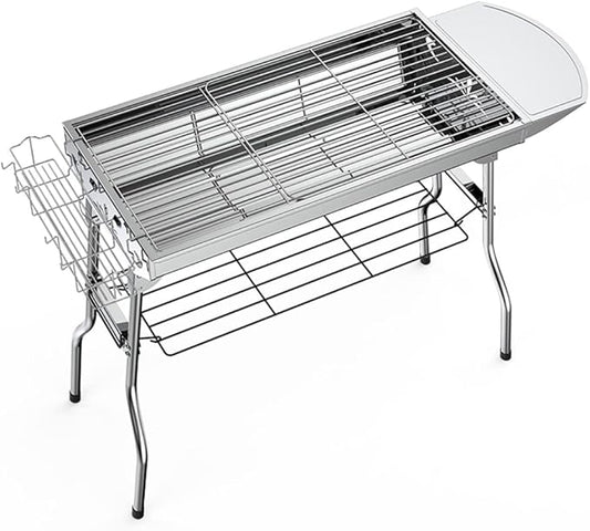Large Charcoal Grill with Rack, Portable BBQ Grill for Outdoor Picnic, Patio and Backyard Barbecue,Suitable for 5-15 People (Set b 73 * 33 * 71cm)