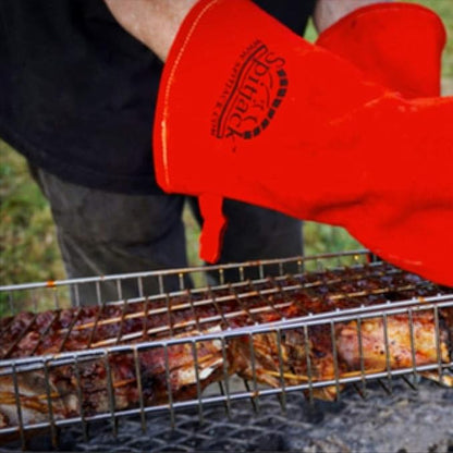 SPITJACK Heat Resistant Fire Protection Fireplace Gloves for Grill, Welding, BBQ Cooking, Wood Stove, Oven, and Kitchen