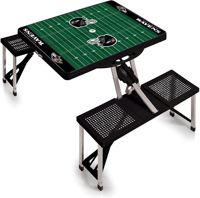 Picnic TIME NFL Football Field Folding Picnic Table, Camping Table, Outdoor Table with Umbrella Hole