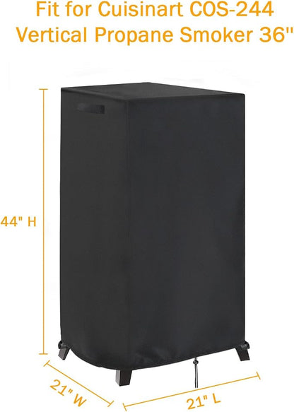 Smoker Cover Fit for Cuisinart 36” Vertical Propane Smoker | Waterproof Outdoor Smoker BBQ Smoker Grill Covers,Black (21" L x 21" W x 44" H)