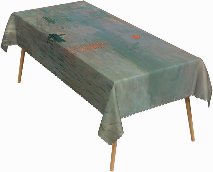 60x120 Inch Oil Painting Rectangle Tablecloth Monet Impression Sunrise Table Cloth Impressionist Art Washable Durable Table Cover for Dining Garden Atelier BBQ Home Decor