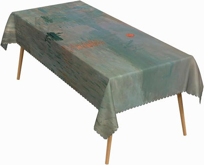 60x120 Inch Oil Painting Rectangle Tablecloth Monet Impression Sunrise Table Cloth Impressionist Art Washable Durable Table Cover for Dining Garden Atelier BBQ Home Decor