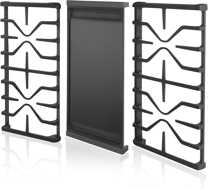 WB31X27151 Side Grate & WB31X24738 Center Griddle Plate Kit Stove Top Griddle Replacement for GE General Electric Stove Cast Griddle Pan for JGBS66REKSS JGB735SPSS JGBS86SPSS
