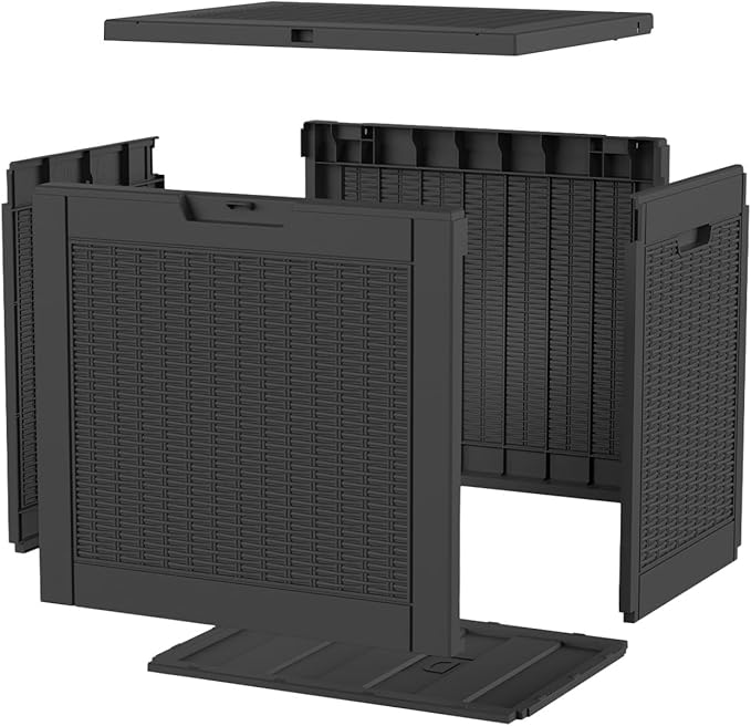 35-Gallon Outdoor Storage Box, Waterproof Deck Box for Patio Cushions, Garden Tools, Pool Accessories, Lockable Outside Storage Bin for Backyard & Deck (Black)