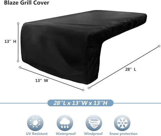 Cover for Lynx Double Side Burner Built-in,Heavy Duty 600D Waterproof Outdoor Grill Burner Cover with Plush Lining,28''L x 13''W x 13''H,Black