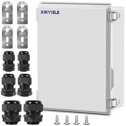 Waterproof Outdoor Project ABS Plastic Junction Box IP67 Weatherproof Dustproof Enclosure with Hinged Cover, Mounting Plate,Wall Brackets for Power Project (15.7"x11.8"x7.1")