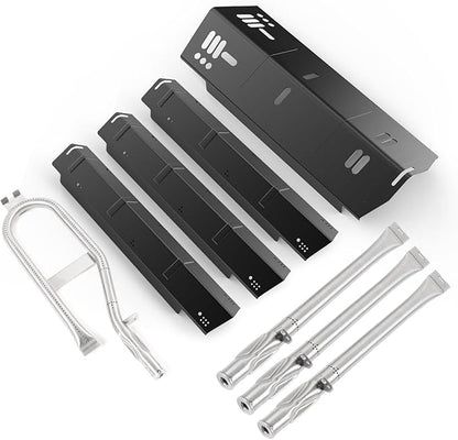 4 Burner Grill Replacement Parts for Dyna-Glo DGH450CRP DGH450CRP-D DGH450CRN DGH450CRN-D DGH451CRP DGH451CRP-D, Porcelain Steel Grill Heat Tent Plates and Stainless Steel Burner Tube Kit