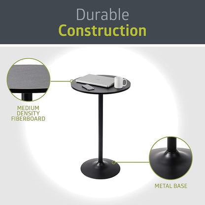 Pearington Bistro Pub Table Round Bar Height Cocktail Table for Home Bar, Round Bar Tables for Party, Dining Room, Living Room and Wedding, Metal Base MDF Top Obsidian, 40.6 Inch Height, 2pk