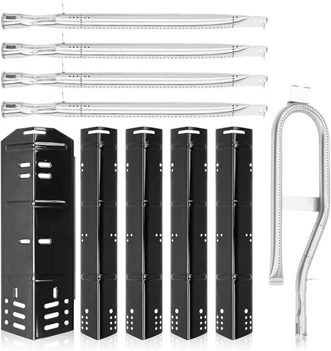 Grill Replacement Parts for Dyna-Glo DGH474CRP, DGH485CRP, DGH483CRP, Porcelain Steel Heat Shield for Dyna-Glo 5 Burner Grill,Dyna-Glo 4 Burner DGH450CRP, Heat Plate and Burne Kit for Revoace GBC1793W