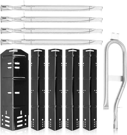 Grill Replacement Parts for Dyna-Glo DGH474CRP, DGH485CRP, DGH483CRP, Porcelain Steel Heat Shield for Dyna-Glo 5 Burner Grill,Dyna-Glo 4 Burner DGH450CRP, Heat Plate and Burne Kit for Revoace GBC1793W