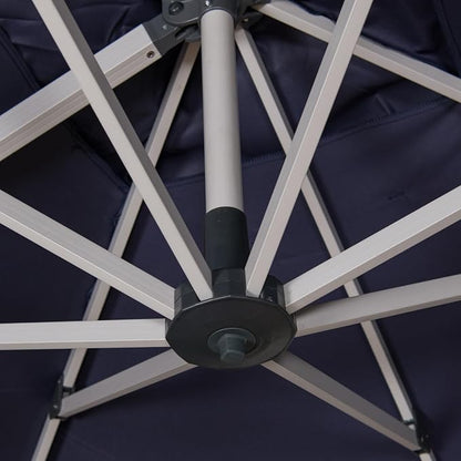 Cantilever Patio Umbrella with Cross Base and Cover Included - 360° Rotation Large Heavy Duty Offset Outdoor Umbrella with Easy Tilt for Pool Backyard Deck Garden (10x10 FT Navy Blue)