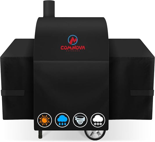 Comnova Grill Cover for Char Griller Wrangler Charcoal Smoker - 600D Premium Outdoor Grill Cover for Charcoal Grill, Fit Wrangler models 2123, 2823, 2223, 2623 with Side Fire Box - 59"L x 31"W x 51"H