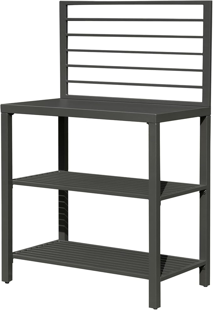 Domi Outdoor Kitchen Island, Modular Kitchens Counter with Whole Aluminum Finish & Work Shelf & Wall Hanging & Countertop & Protective Cover, Kitchen Series for Deck Patio, Dark Gray