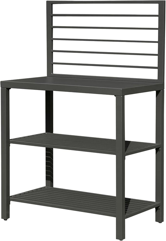 Domi Outdoor Kitchen Island, Modular Kitchens Counter with Whole Aluminum Finish & Work Shelf & Wall Hanging & Countertop & Protective Cover, Kitchen Series for Deck Patio, Dark Gray