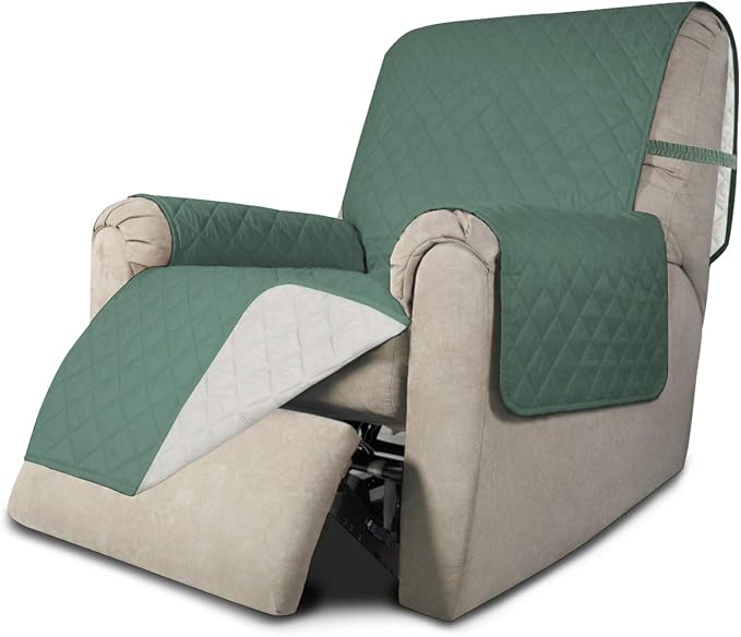 Easy-Going Reversible Couch Cover, Recliner 19 in, Cyan/Ivory | Machine Washable Slipcover For Dogs, Water Resistant Furniture Mat For Living Room, Non-Slip Sofa Cover, Pet Friendly