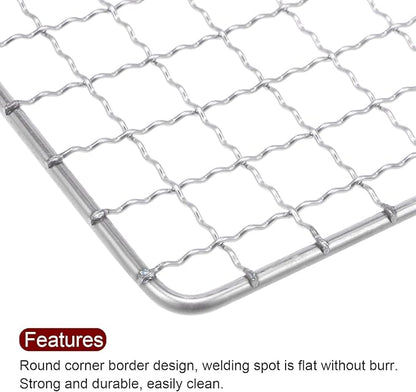 HARFINGTON Square BBQ Grill Net 19x62cm Stainless Steel Cross Wire Barbecue Mesh Mat for Baking Smoking Charcoal Grilling Roasting