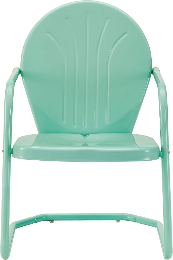 Crosley Furniture Griffith Outdoor Chair, Retro Metal Patio Chairs for Dining, Porch, Deck, Balcony, Aqua