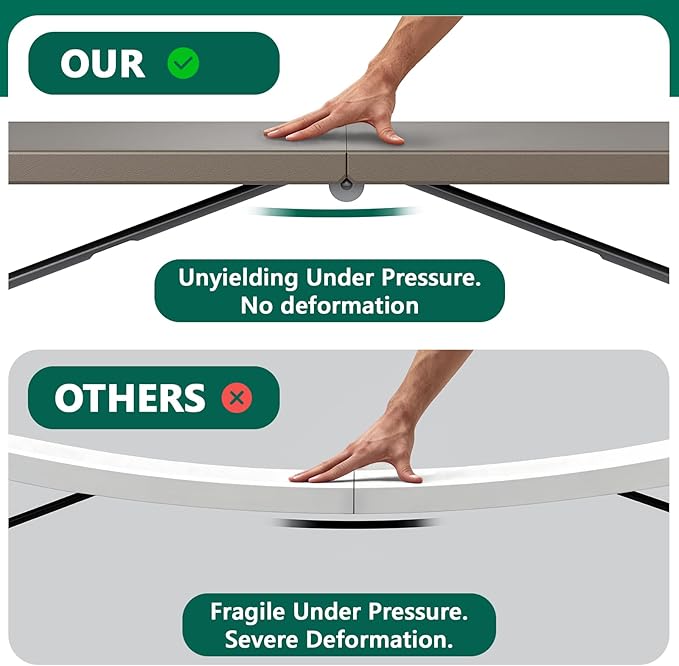 6FT Folding Table, Heavy Duty Plastic Fold-in-Half Utility Table with Handle, Portable Camping Picnic Table with Steel Legs for Indoor Outdoor Party, Dining, Khaki,2 Pack