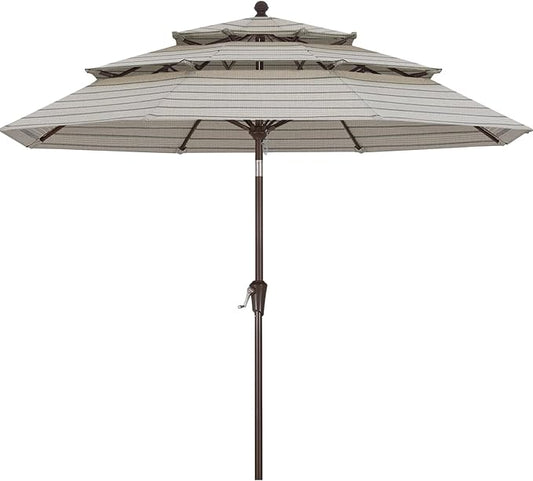 ABCCANOPY 5-Year 10-Year No Fading 9FT 3 Tiers Patio Umbrella, Outdoor Table Umbrella with 8 Sturdy Ribs for Deck, Backyard, Garden, Yard