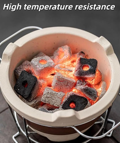 Clay Grilling Stove Hibachi Grill Barbecue Grill Japanese Pottery Barbecue Stove Tea Making Stove Charcoal Stove for Home Camping Picnic Patio Backyard Outdoor Barbecues (A,L)