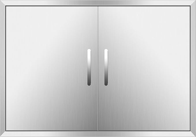 Outdoor Kitchen Doors 33W x 21H Inch, Double BBQ Access Doors 304 Stainless Steel for Outdoor Kitchen Cabinet Grill Station or BBQ Island