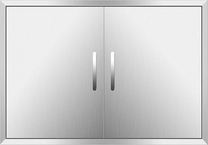 Outdoor Kitchen Doors 33W x 21H Inch, Double BBQ Access Doors 304 Stainless Steel for Outdoor Kitchen Cabinet Grill Station or BBQ Island