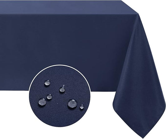 Softalker Rectangle Tablecloth, Waterproof Table Cloths Wrinkle Free Fabric Washable Polyester Table Cover for Dining Tables Party Outdoor Camping Parties Buffet - 60 x 84 inch, Navy Blue
