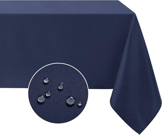 Softalker Rectangle Tablecloth, Waterproof Table Cloths Wrinkle Free Fabric Washable Polyester Table Cover for Dining Tables Party Outdoor Camping Parties Buffet - 60 x 120 inch, Navy Blue
