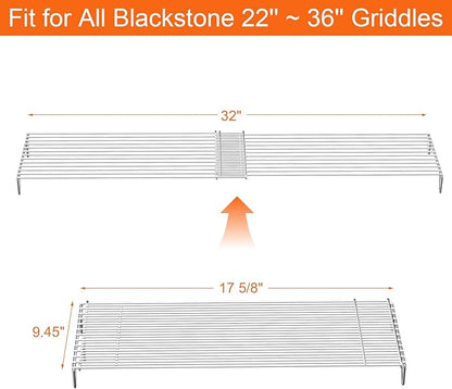 BBQ Future Adjustable Grill Warming Rack for Blackstone 22 28 36 Inch Griddle, Stainless Steel Griddle Warming Wire Rack for Weber Charbroil Camp Chef and Most Tabletop Flattop Griddle Accessories
