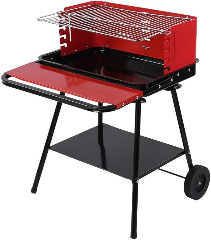 Portable Charcoal Grill with Wheels, Stainless Steel Outdoor Barbecue Grill for Camping BBQ, Non-Stick Easy Clean Charcoal Grills BBQ Smoker for Hiking Picnic,A-1