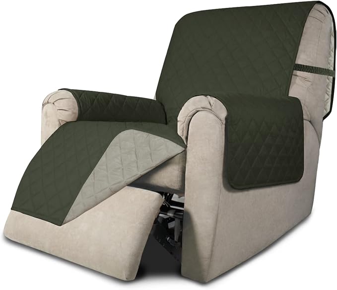 Easy-Going Reversible Couch Cover, Recliner 22 in, Army Green/Beige | Machine Washable Slipcover For Dogs, Water Resistant Furniture Mat For Living Room, Non-Slip Sofa Cover, Pet Friendly