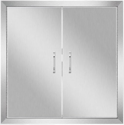 Anfrere 24" W x 24" H Outdoor Kitchen Door, Premium 304 Stainless Steel Double BBQ Panel Access Door for Outside Kitchen Commercial Grilling Station, Oven, Storage Cabinet