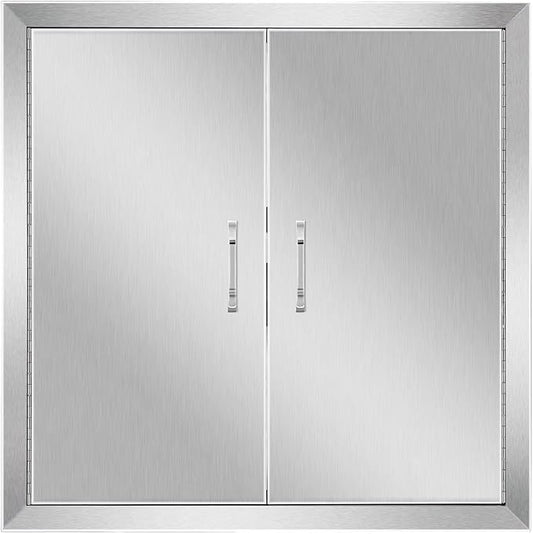 Anfrere 24" W x 24" H Outdoor Kitchen Door, Premium 304 Stainless Steel Double BBQ Panel Access Door for Outside Kitchen Commercial Grilling Station, Oven, Storage Cabinet